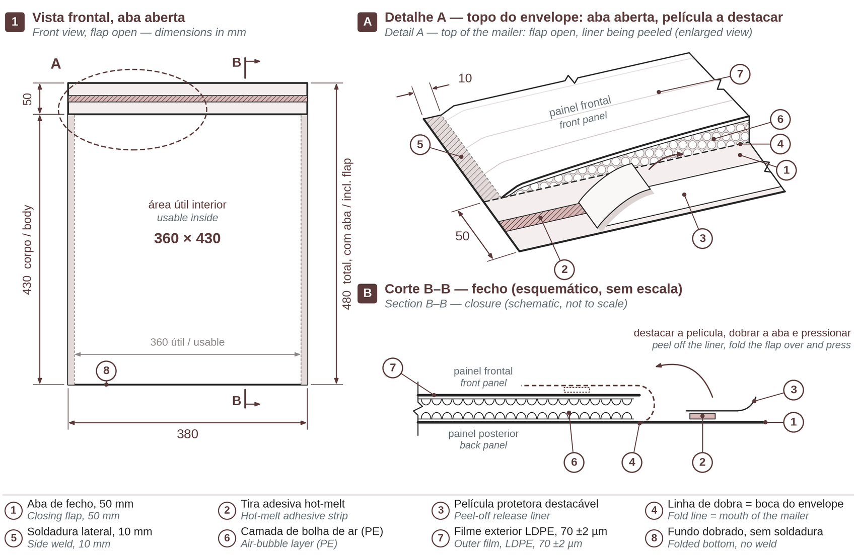 Technical drawing of the product