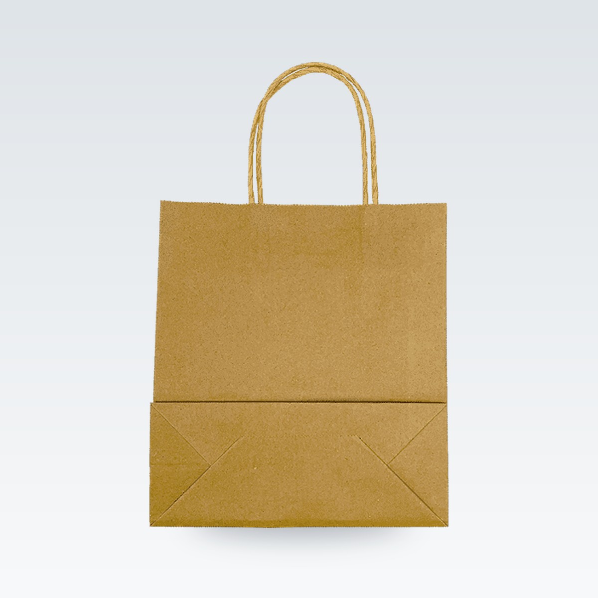 A kraft carrier bag, back, showing the block bottom