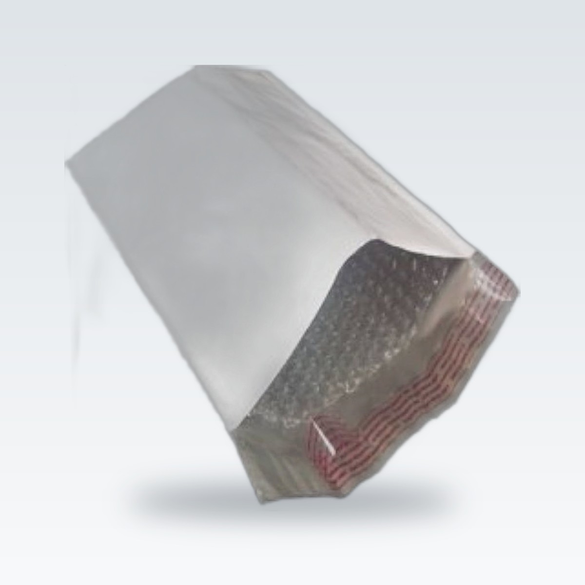 A white bubble mailer at an angle