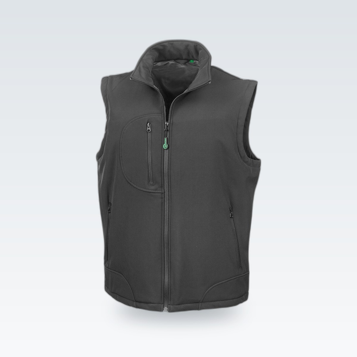 A black softshell bodywarmer, front
